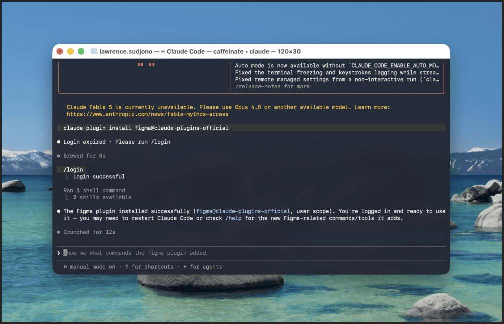 Claude Code terminal after Figma MCP has been installed