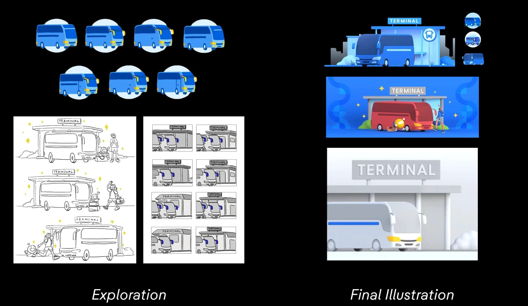 Bus and Shuttle illustration exploration