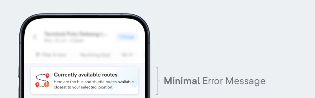 Minimal Error Message: Currently available routes