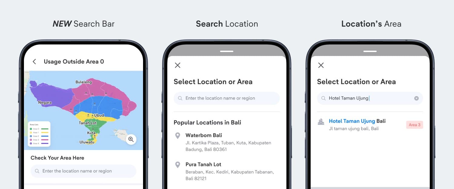 NEW Search Bar to check a location's Area