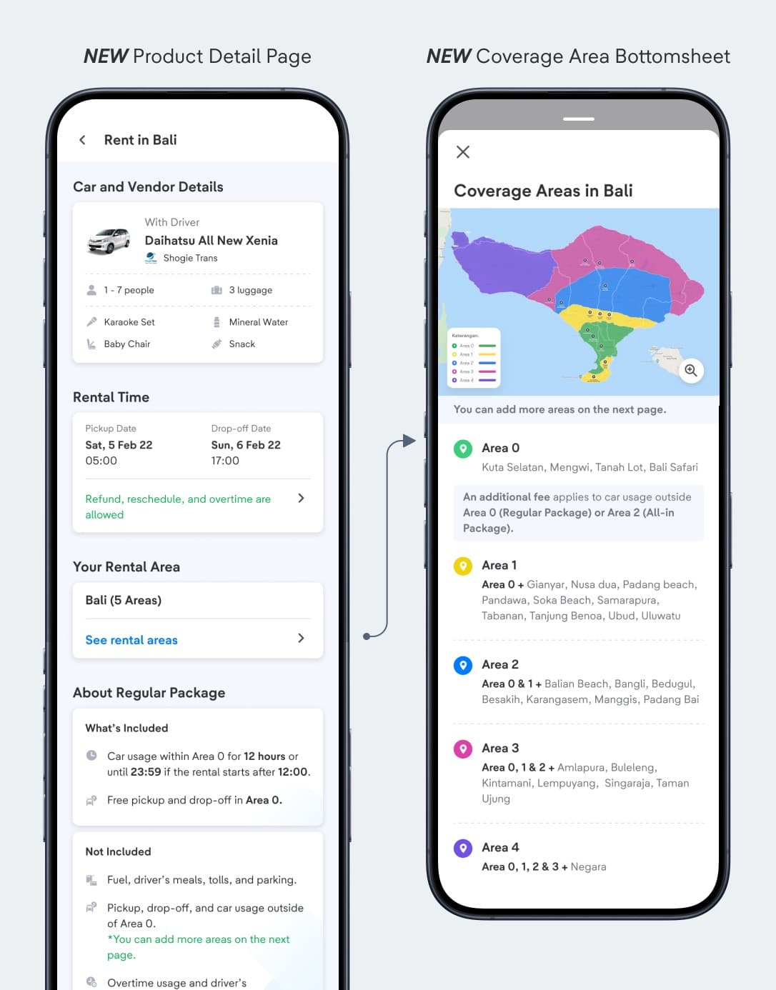NEW Product Detail Page and Coverage Areas in Bali