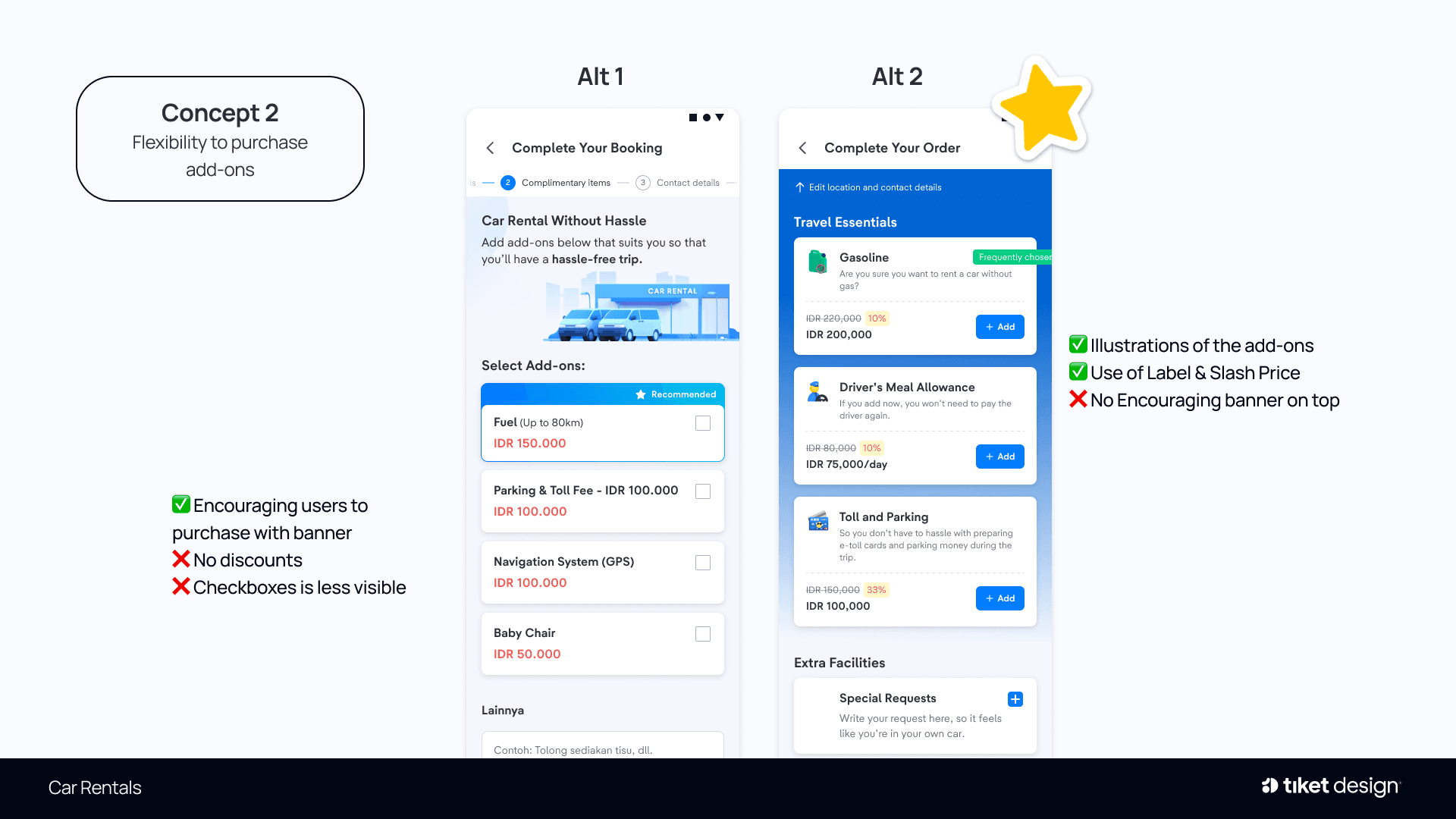 Concept 2: choosing individual add-ons as needed