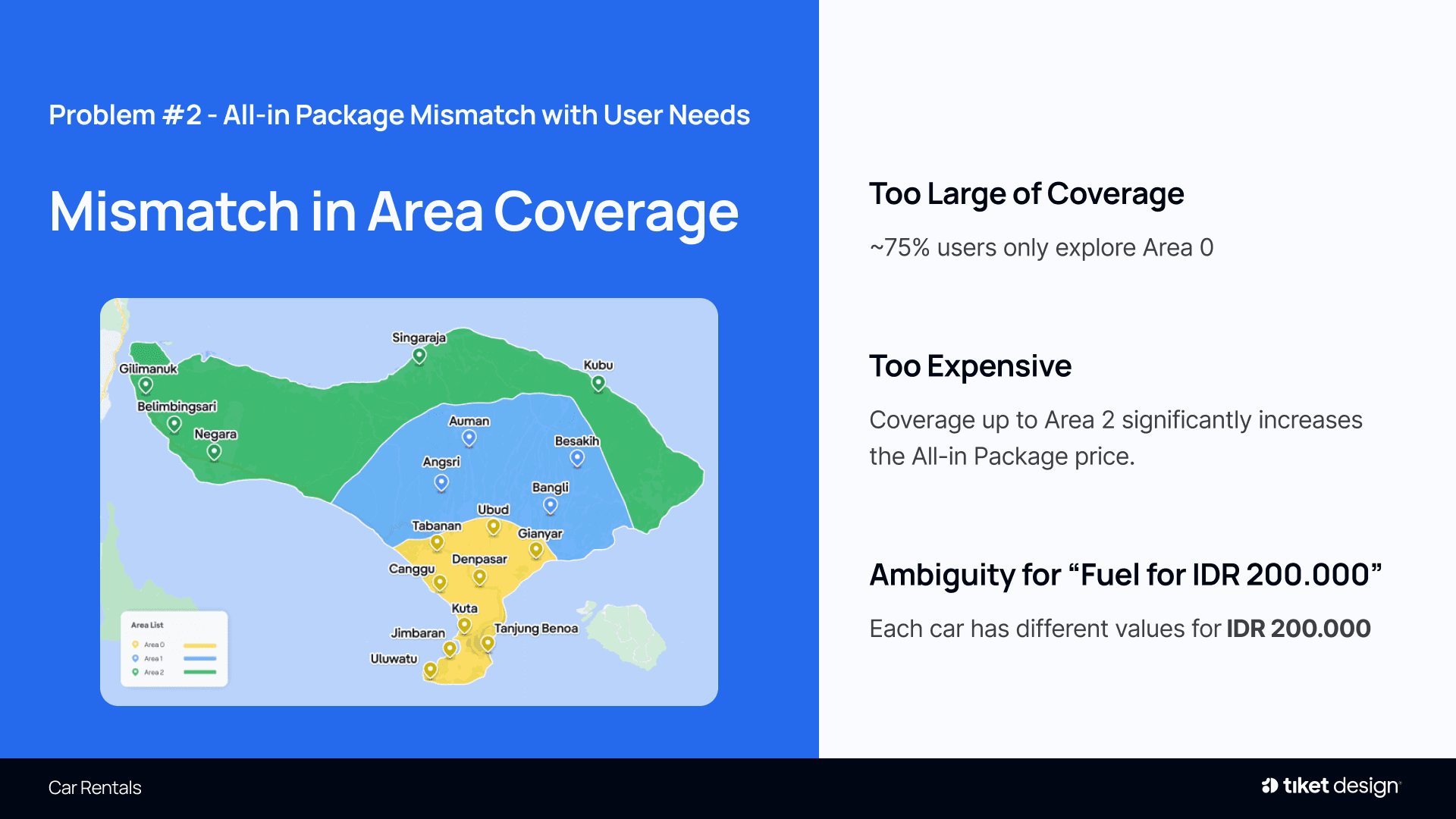 Area coverage map showing most trips stay in Area 0 while All-in priced coverage up to Area 2