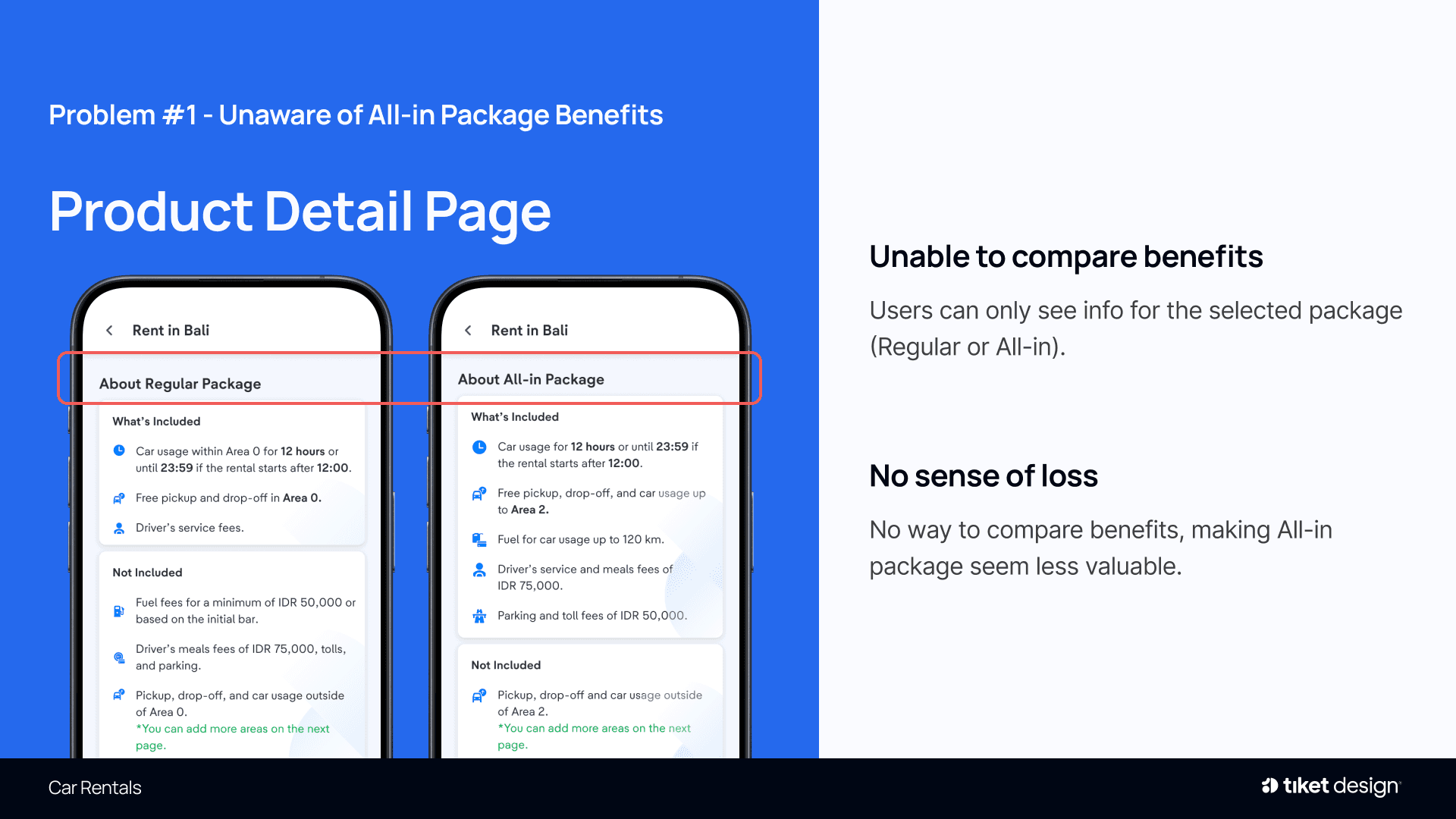 Product detail page showing only the selected package, with no comparison of benefits