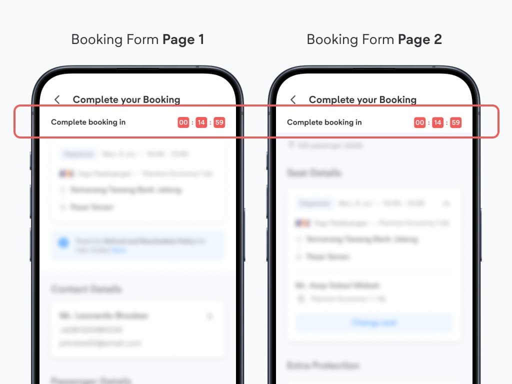 Train booking form countdown problem
