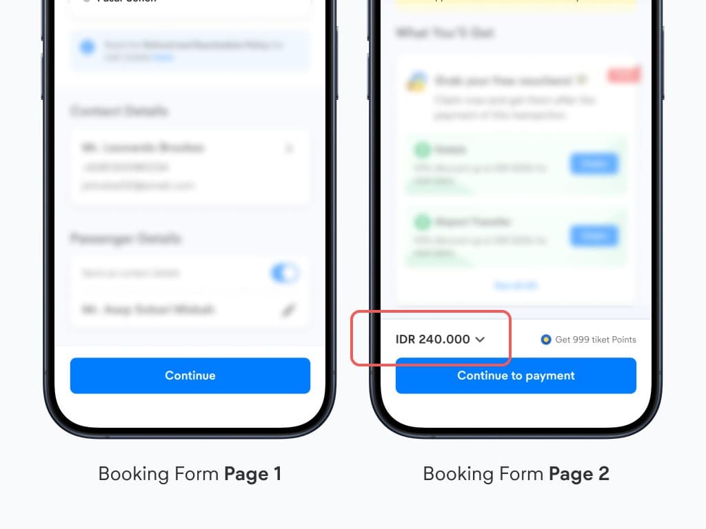 Train booking form price breakdown problem